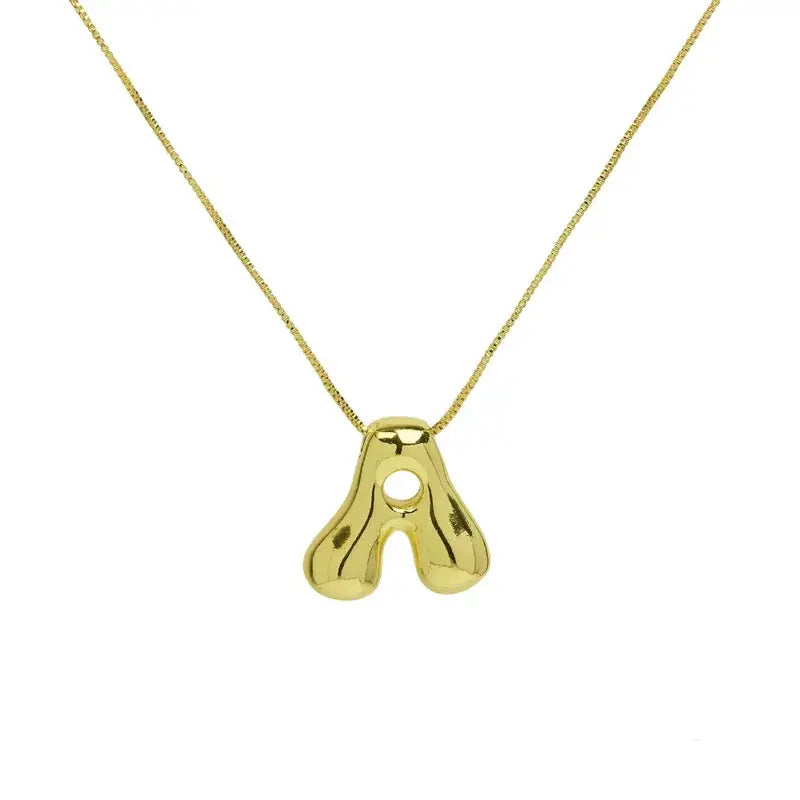 Bubble Letter Initial Necklaces