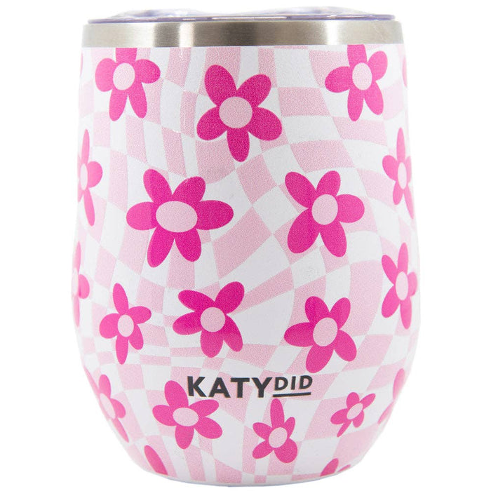 Pink Groovy Flower Wine Tumbler