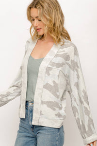 Camo Cardigan in Heather Grey