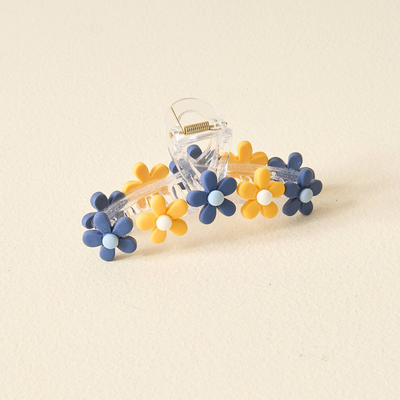 Gameday Daisy Claw Clip - Navy Yellow