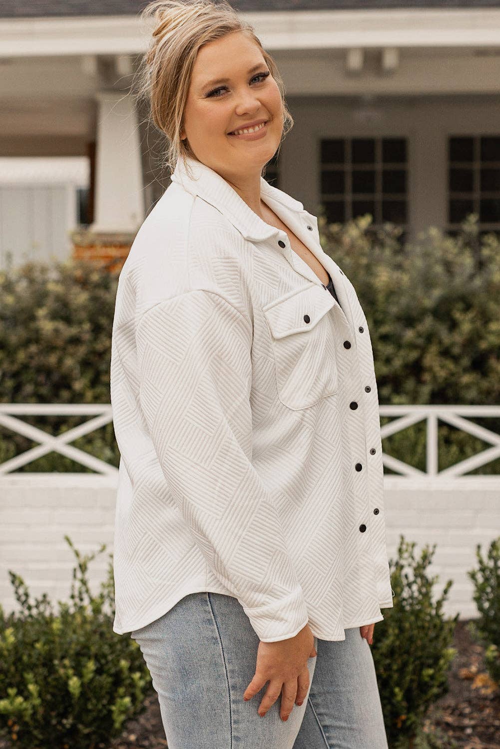 Beige Plus Size Textured Jacket