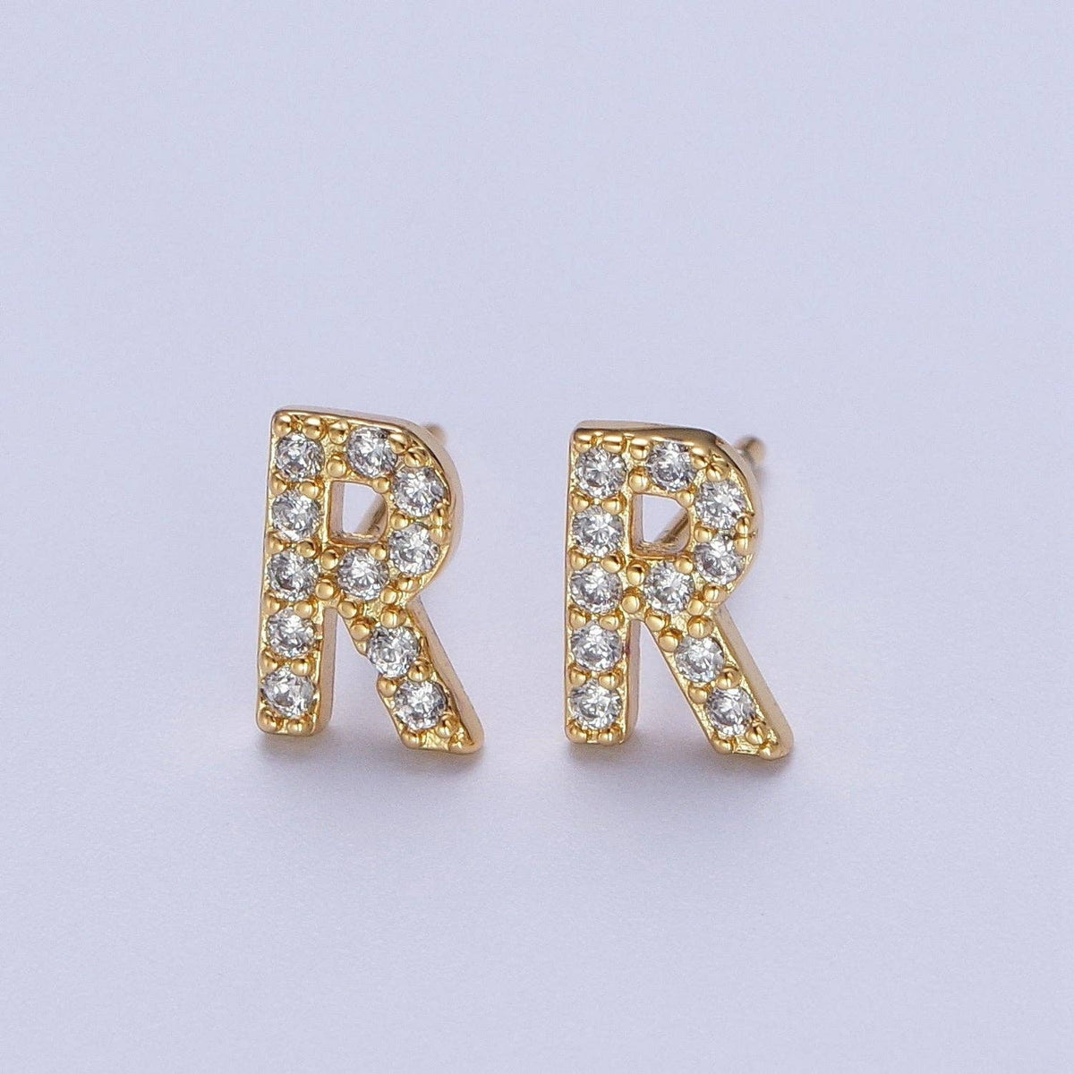 Stud Initial Earring: R