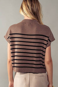 The Striped Boxy Top in Mocha