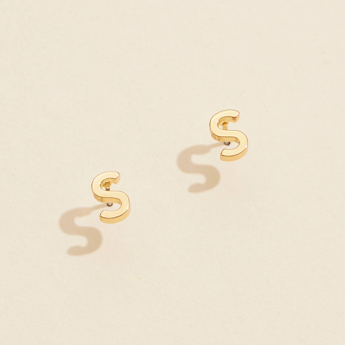 Initial Stud Earrings in Gold