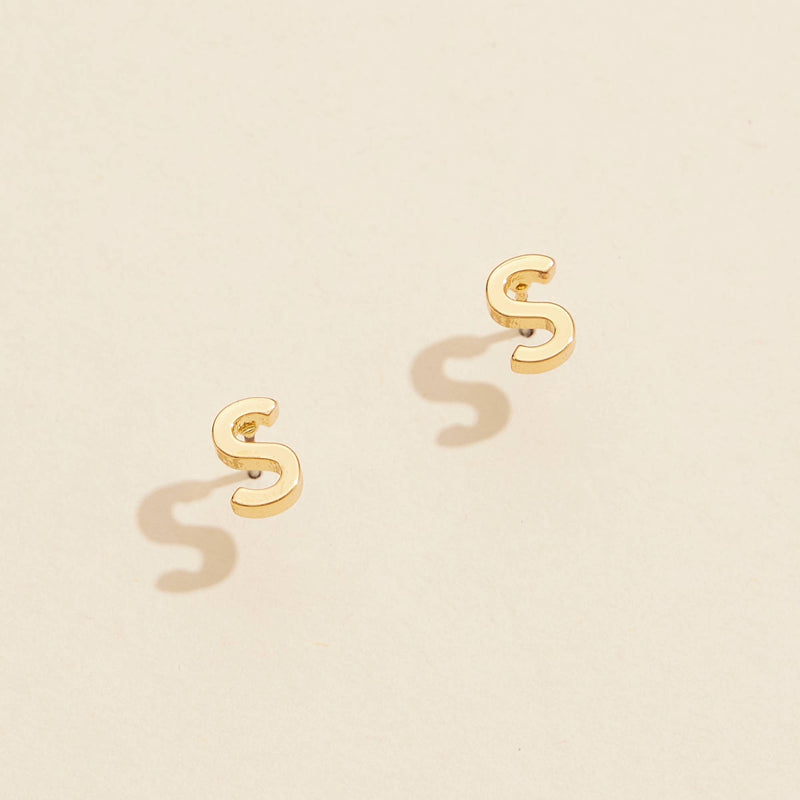 Initial Stud Earrings in Gold