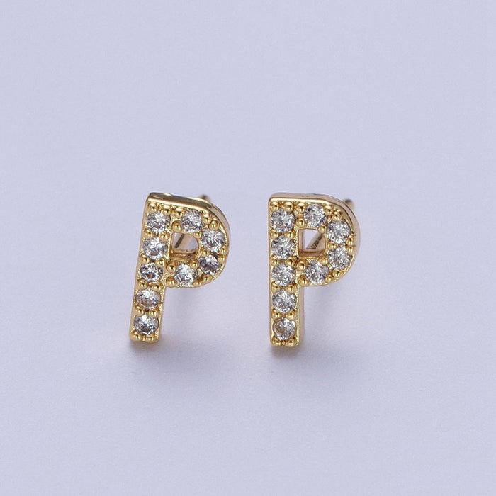 Stud Initial Earring: P