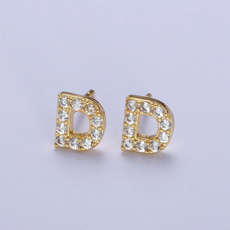 Stud Initial Earring: D