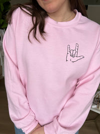 Love Sign Language Sweatshirt in Pink