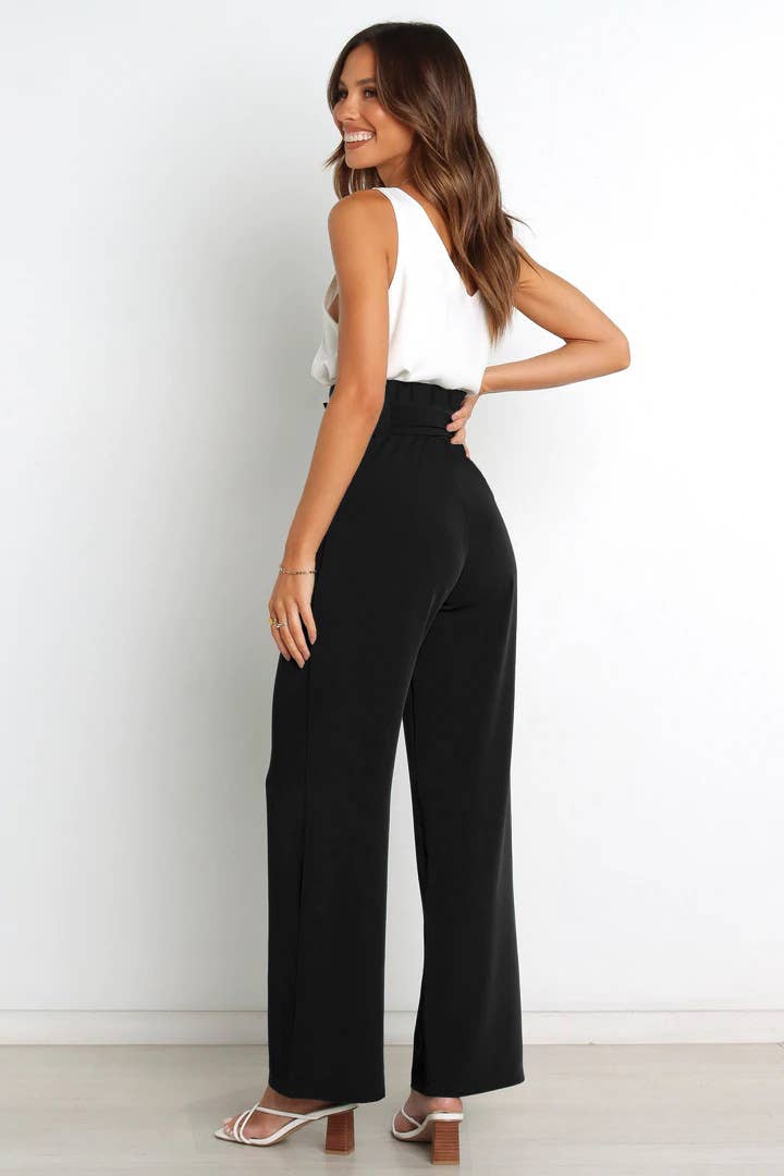 Casual Wide-Leg Trousers in Black