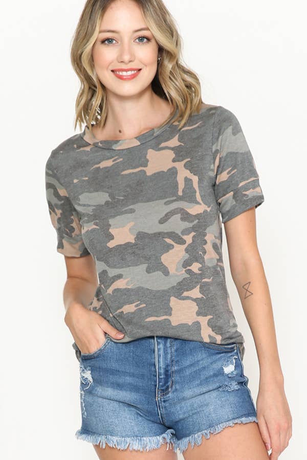 Camouflage Short Sleeve Top