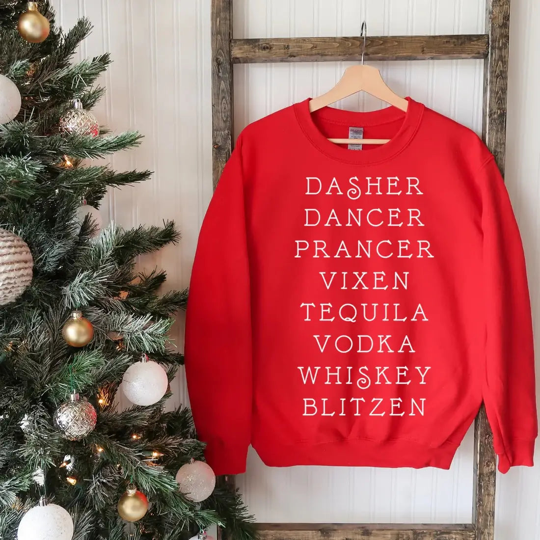 Boozy Blitzen Sweatshirt in Red