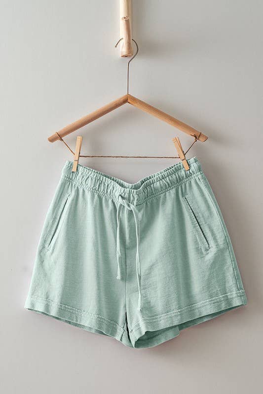 Mint Elastic Drawstring Shorts