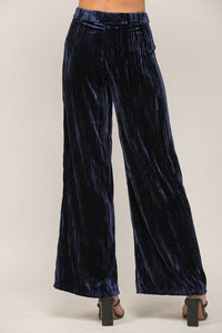 Velvet Wide Leg Pants in Moonlight Blue