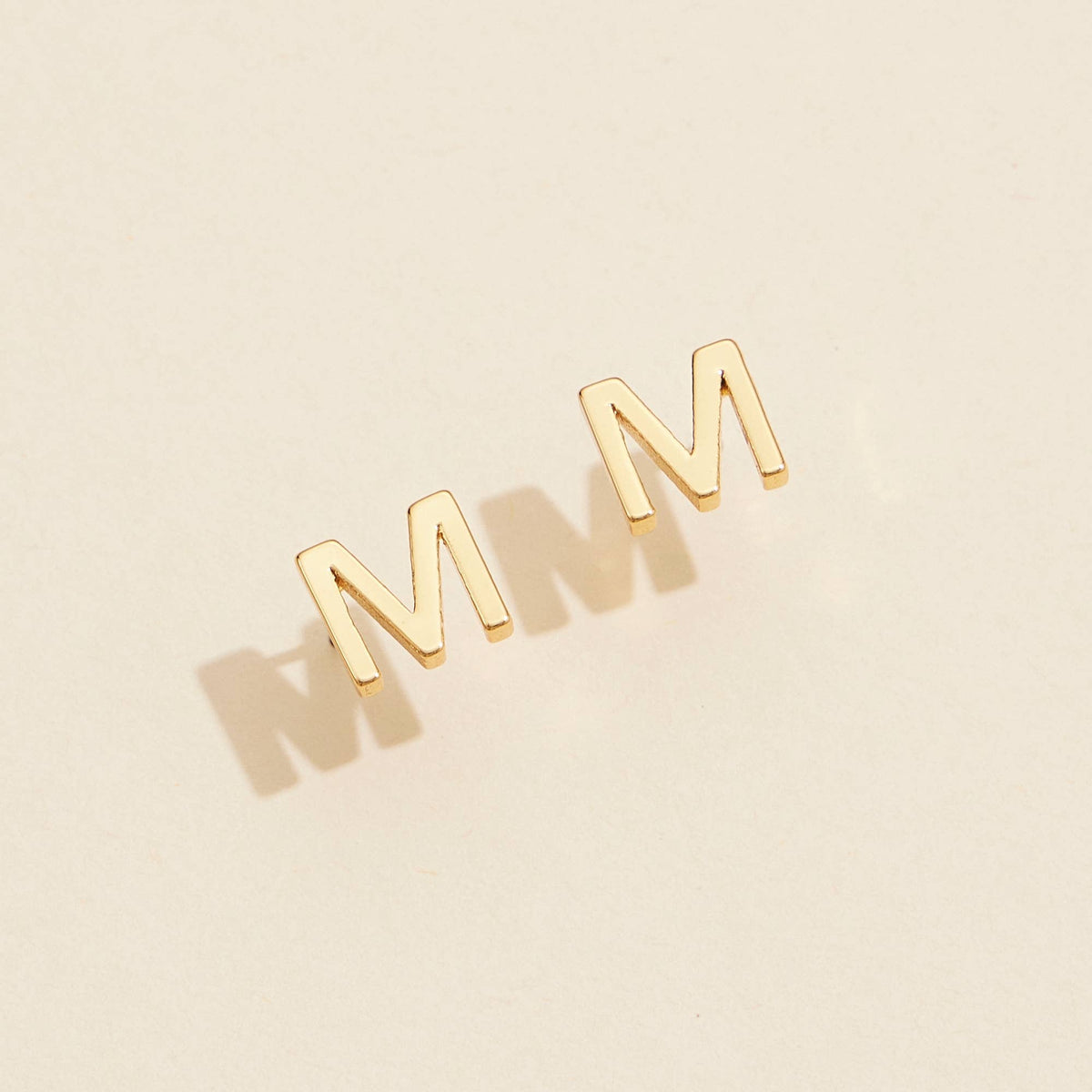 Initial Stud Earrings in Gold