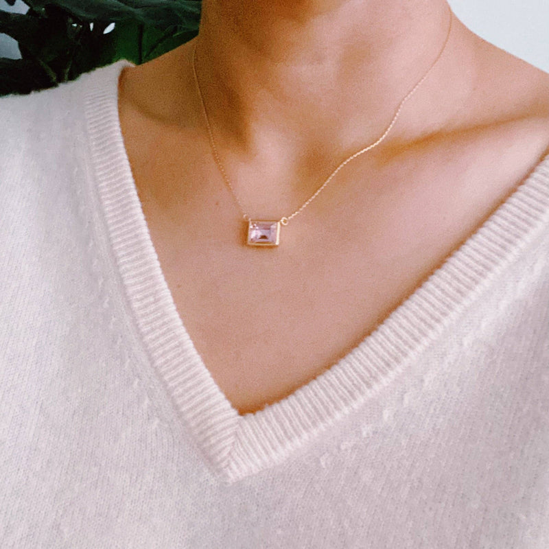 Sweet Square Pendant Necklace: Princess Pink