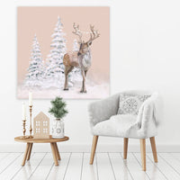 Hot Cocoa Deer Stretched Canvas: 10" H x 10" W