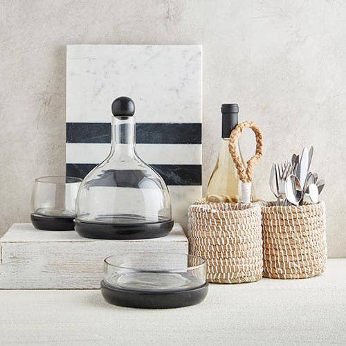 Black Marble and Glass Wine Carafe