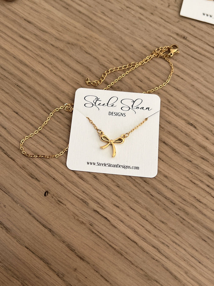 Gold Bow Necklace