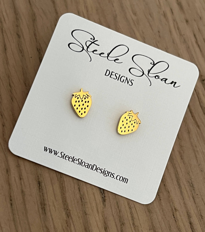 Strawberry Gold Stud Earrings