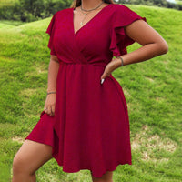 Lantern Sleeve V-Neck French Dress