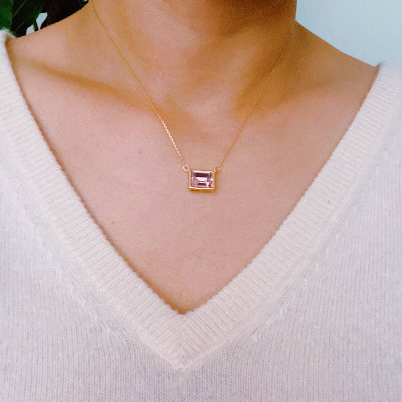 Sweet Square Pendant Necklace: Princess Pink