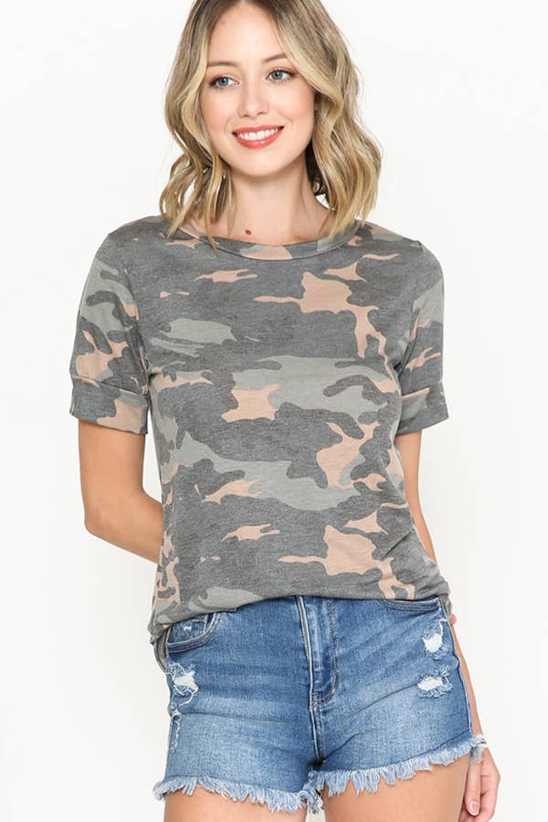 Camouflage Short Sleeve Top