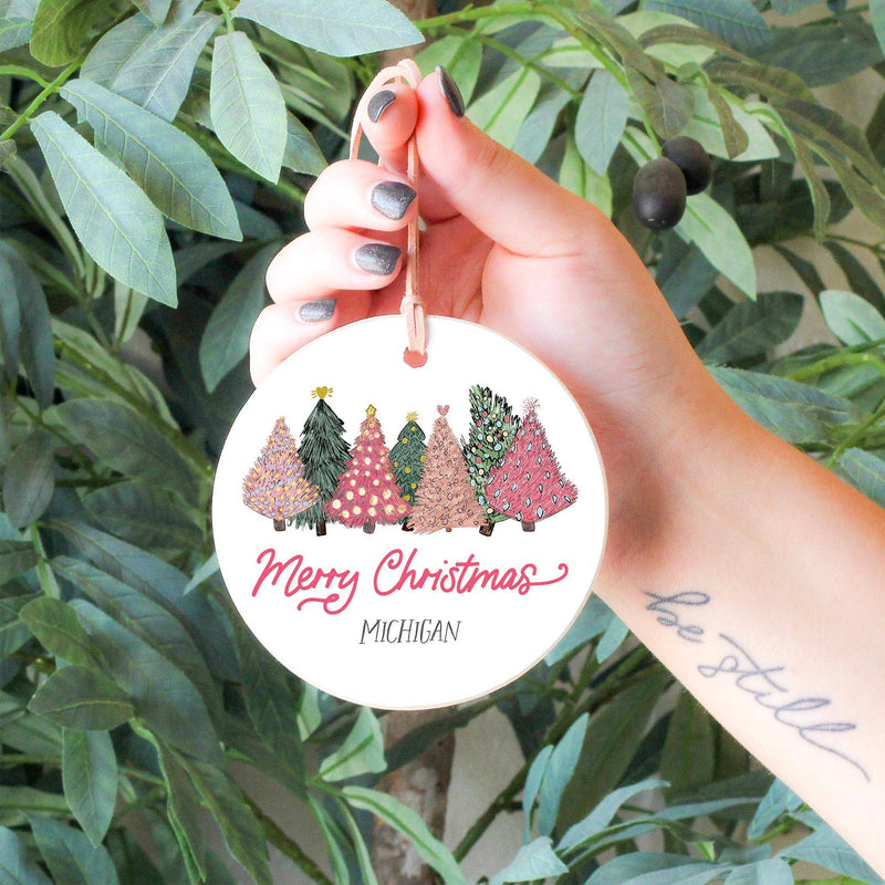 Pink Pines of Michigan Holiday 4" Round Ornament