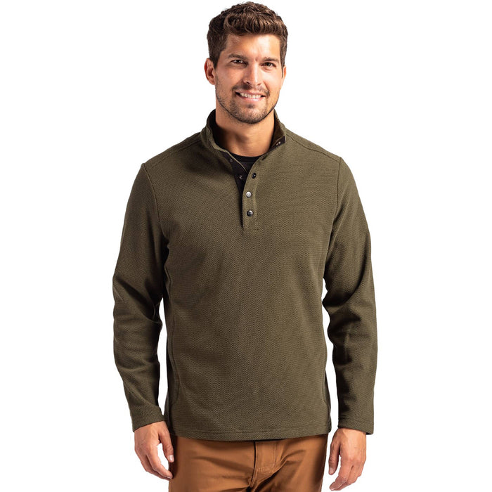 Hunts Point Eco Mens Snap Pullover in Poplar