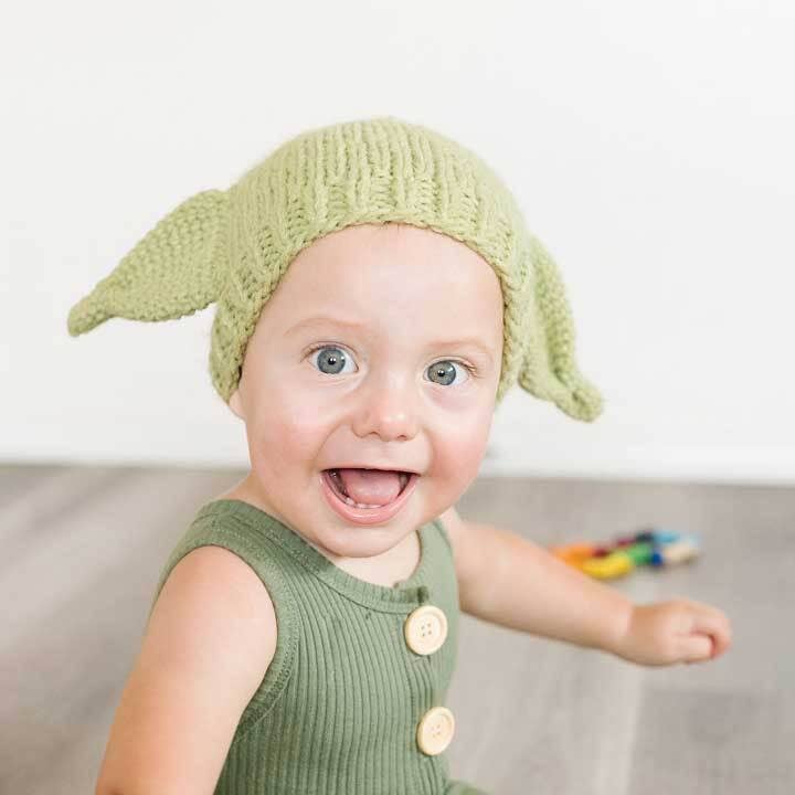 Green Alien Yoda Kid's Knit Beanie Hat