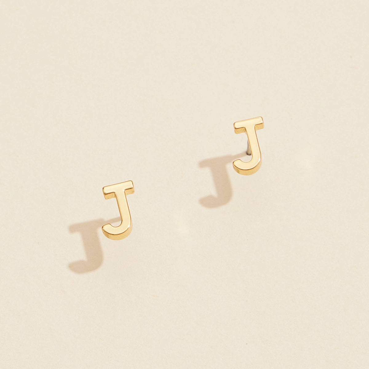 Initial Stud Earrings in Gold