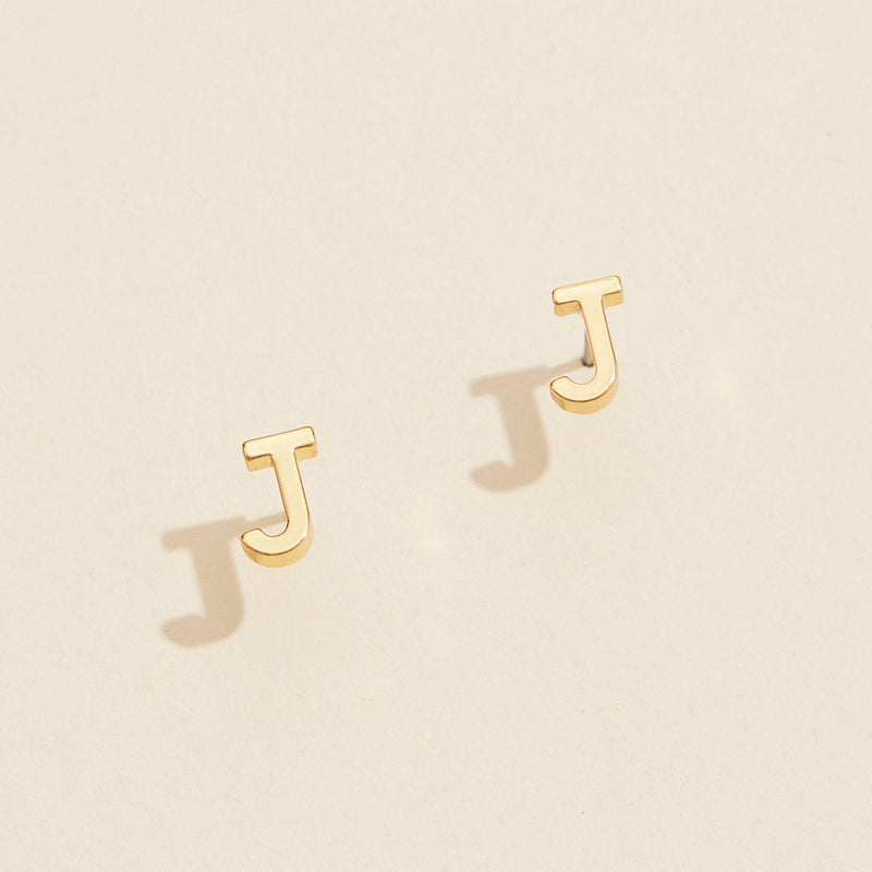 Initial Stud Earrings in Gold