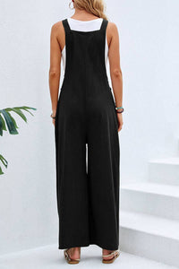 Solid Color Overalls in Black