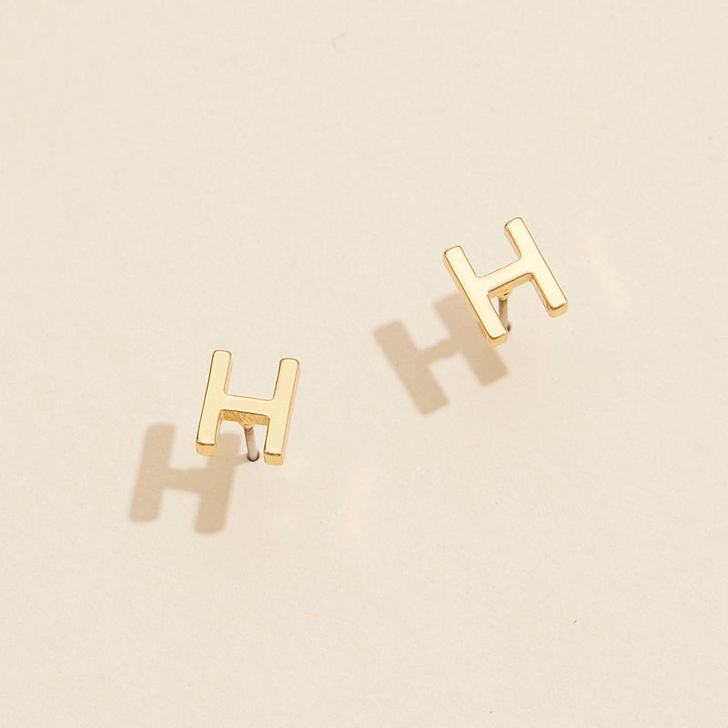 Initial Stud Earrings in Gold