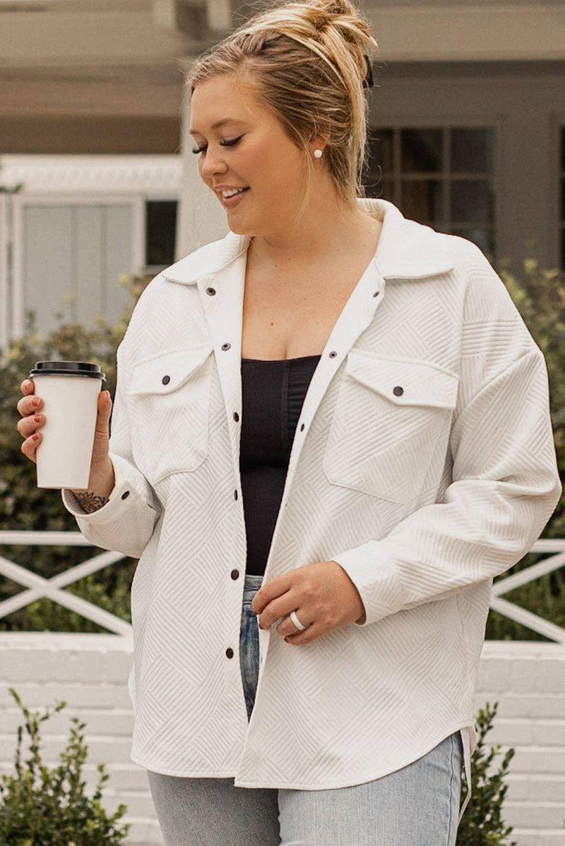 Beige Plus Size Textured Jacket