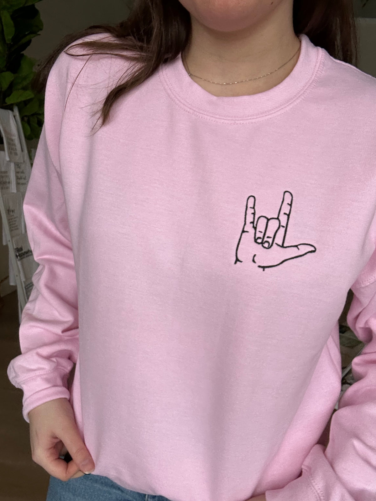 Love Sign Language Sweatshirt in Pink