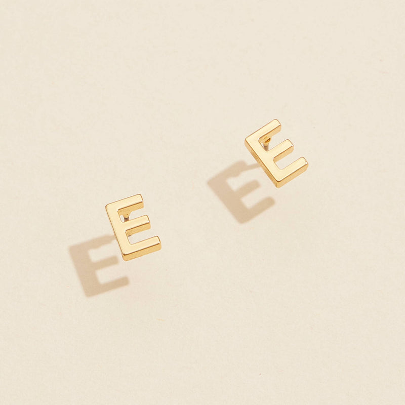 Initial Stud Earrings in Gold