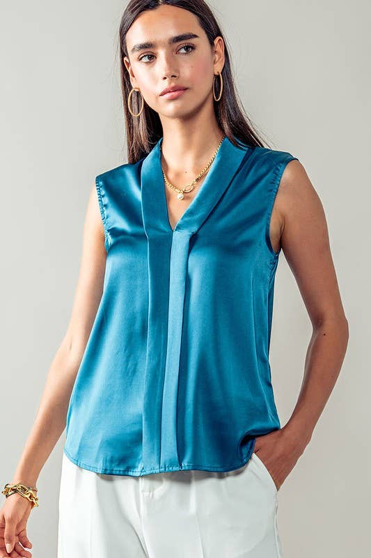 Glimmer Sleeveless Blouse in Teal