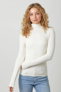 Knit Mock Neck Top in Ivory