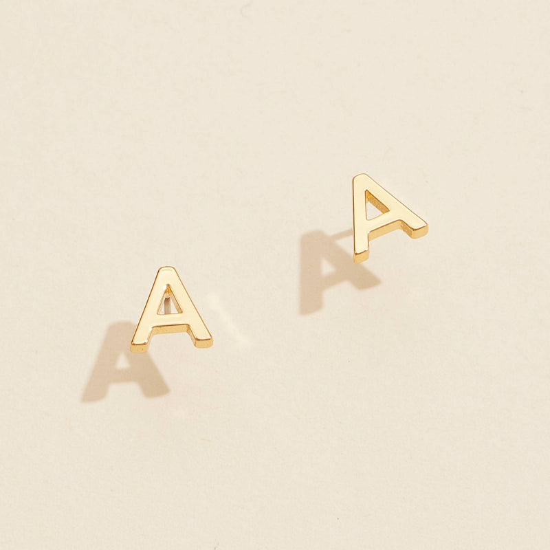 Initial Stud Earrings in Gold