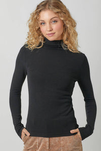 Knit Mock Neck Top in Black