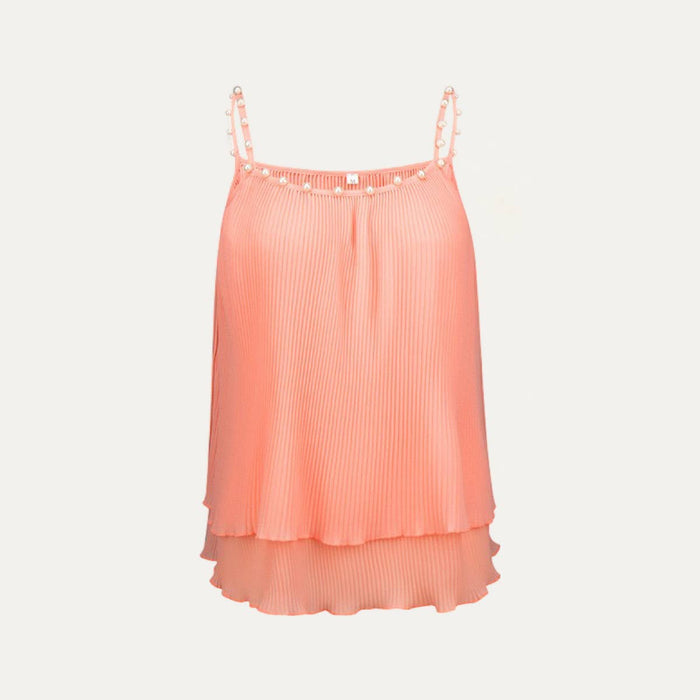 Pearl Tiered Sleeveless Cami Top in Salmon