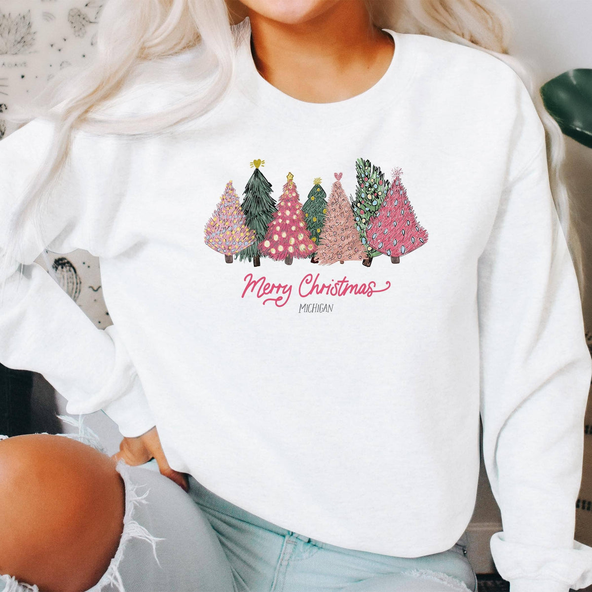 Pink Pines of Michigan Holiday Sweatshirt