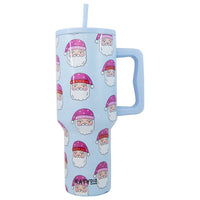 Pink Santa Hats 38oz Tumbler Cup in Blue