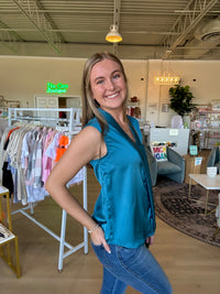 Glimmer Sleeveless Blouse in Teal