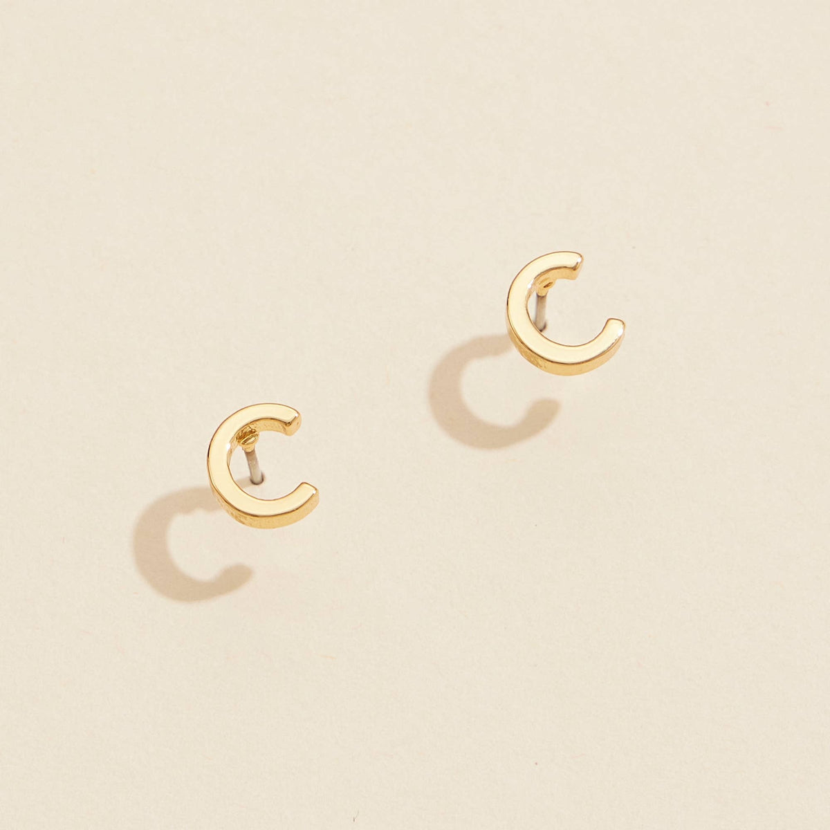 Initial Stud Earrings in Gold