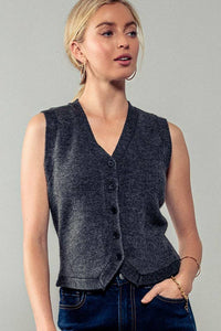 Antique Charm Knit Vest in Charcoal