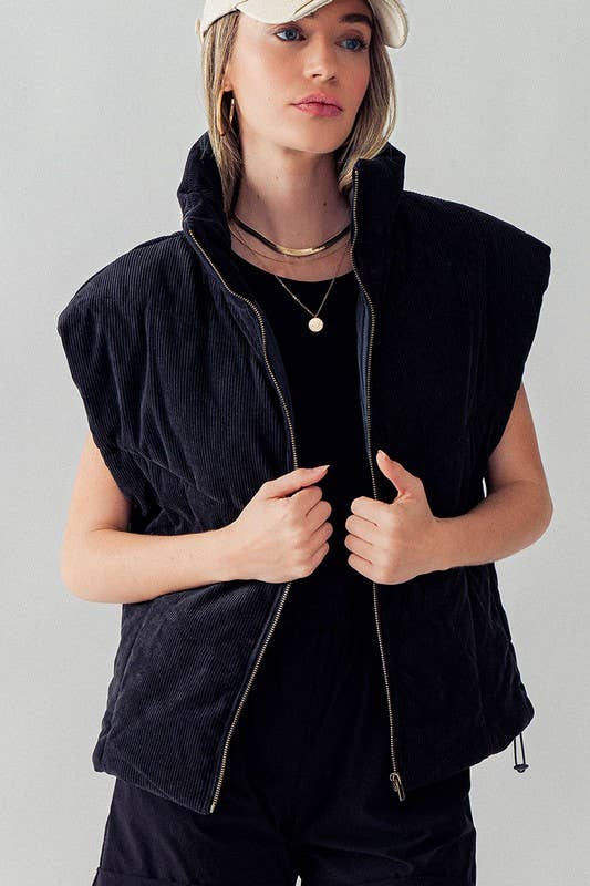 Charcoal Corduroy Puff Vest