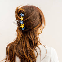 Gameday Daisy Claw Clip - Navy Yellow