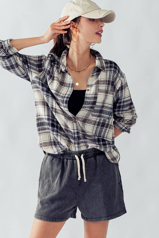 Black Plaid Flannel Shirt