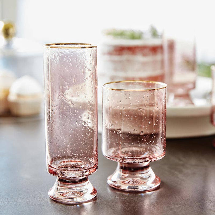 Blush Gold Rimmed Old Fashioned Glass